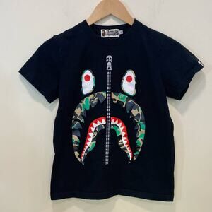Original A Bathing Ape Black Shark Tee T-Shirt Women's Small  Cotton Printed Top